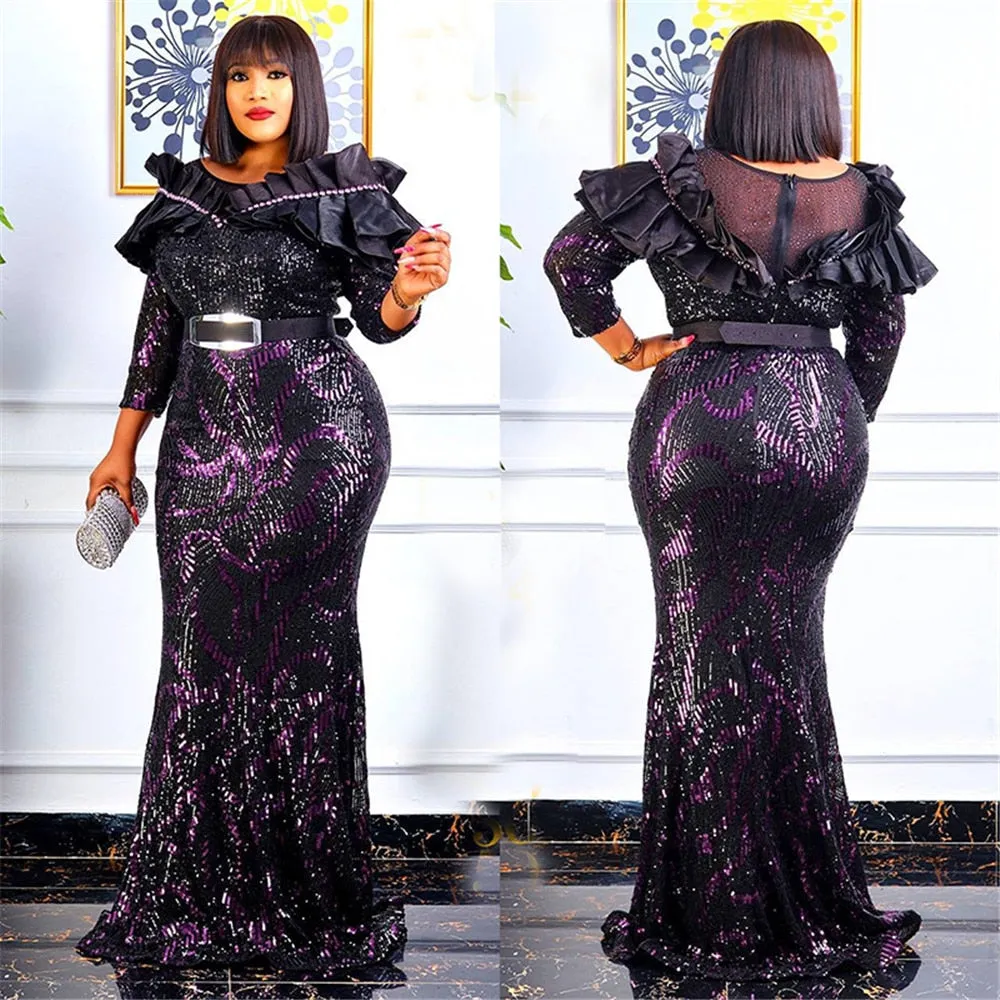 Luxury Evening Dresses Women Plus Size Sequin Mermaid Bodycon Dress