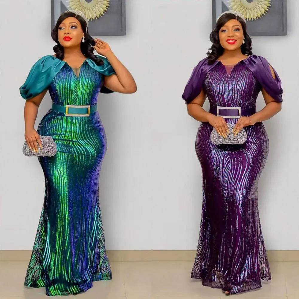 Luxury Evening Dresses Women Plus Size Sequin Mermaid Bodycon Dress