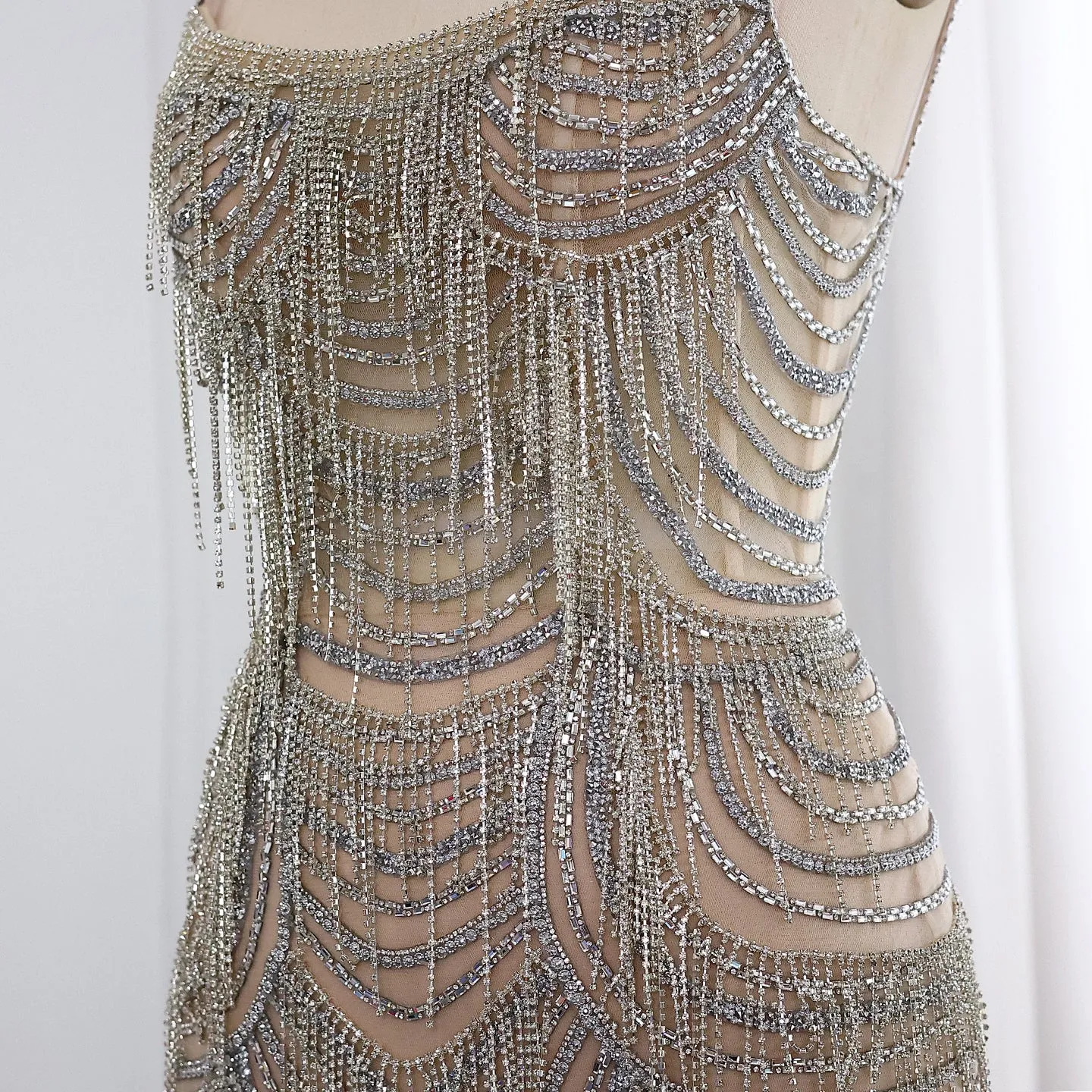 Luxury Tassel Spaghetti Mermaid Evening Dress SS029