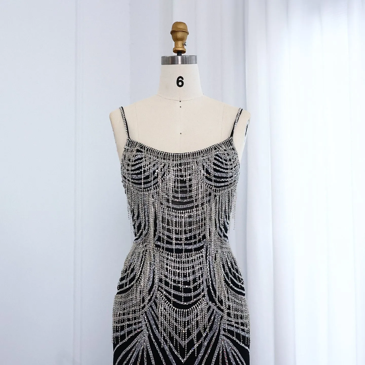 Luxury Tassel Spaghetti Mermaid Evening Dress SS029