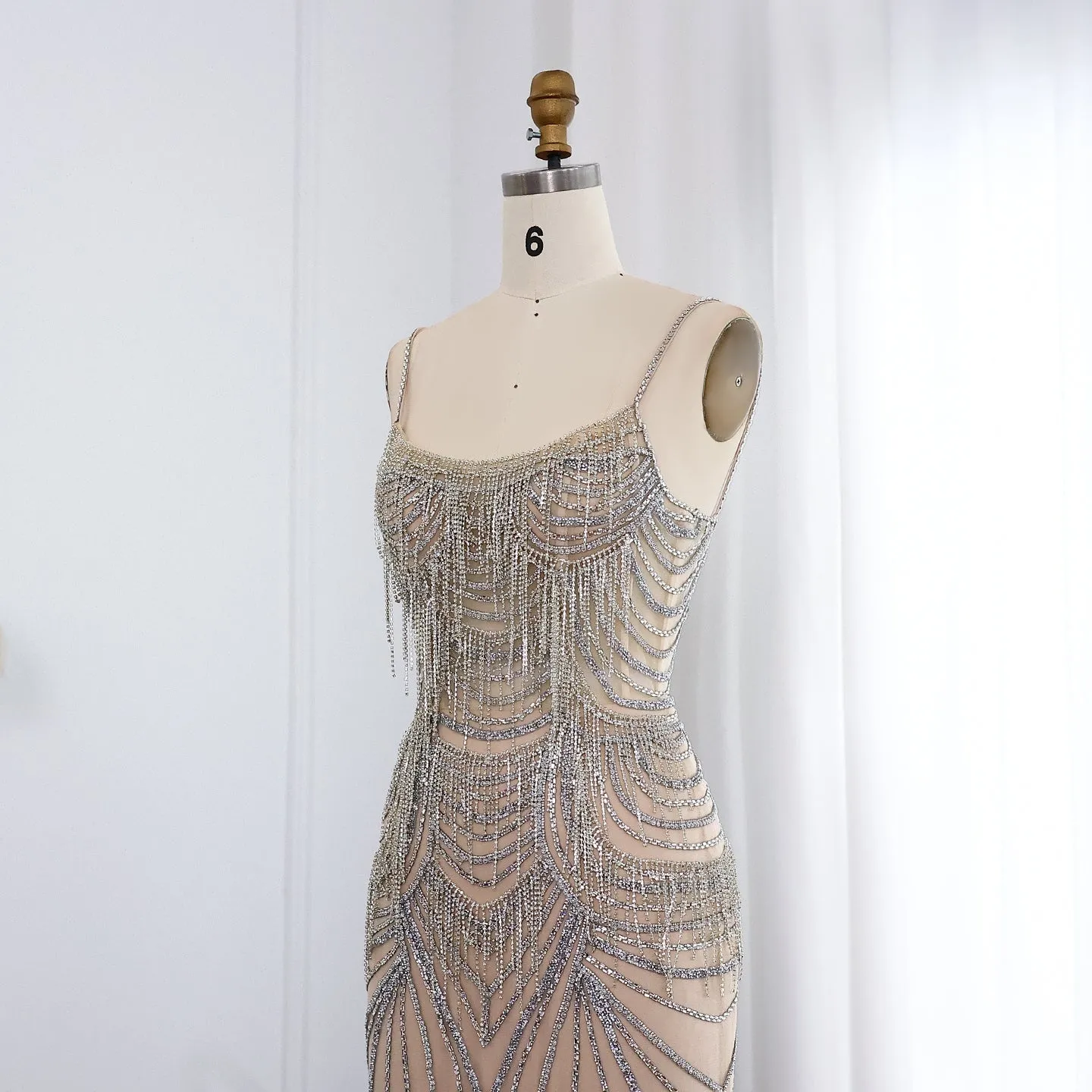 Luxury Tassel Spaghetti Mermaid Evening Dress SS029