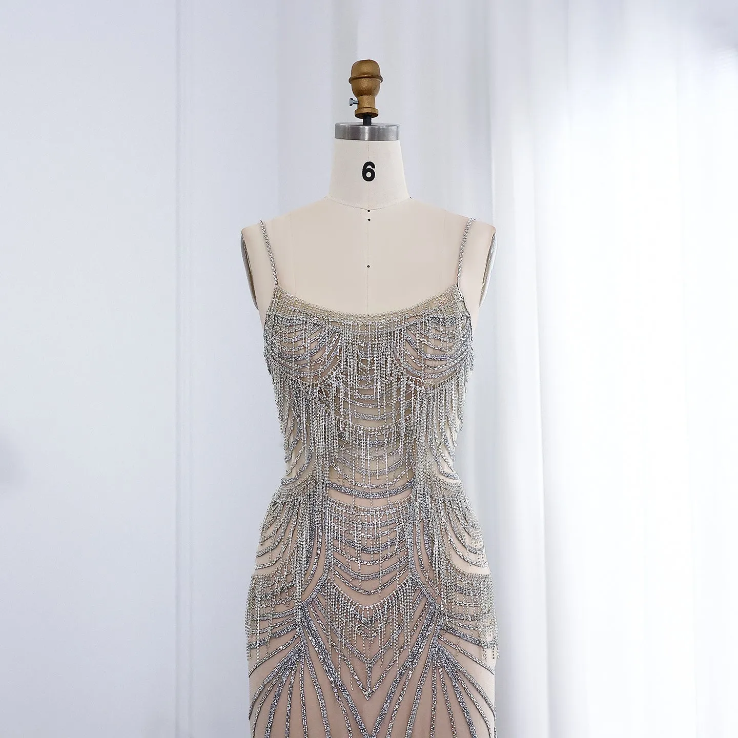 Luxury Tassel Spaghetti Mermaid Evening Dress SS029