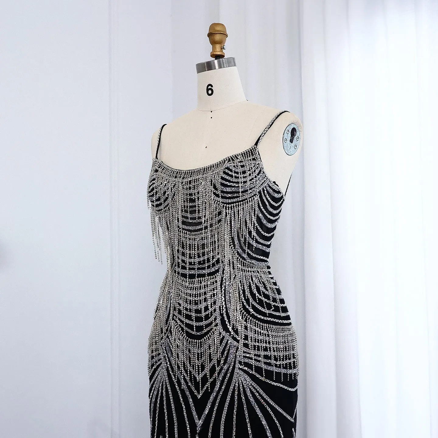 Luxury Tassel Spaghetti Mermaid Evening Dress SS029