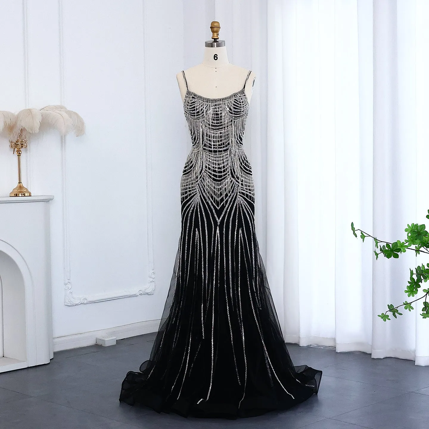 Luxury Tassel Spaghetti Mermaid Evening Dress SS029