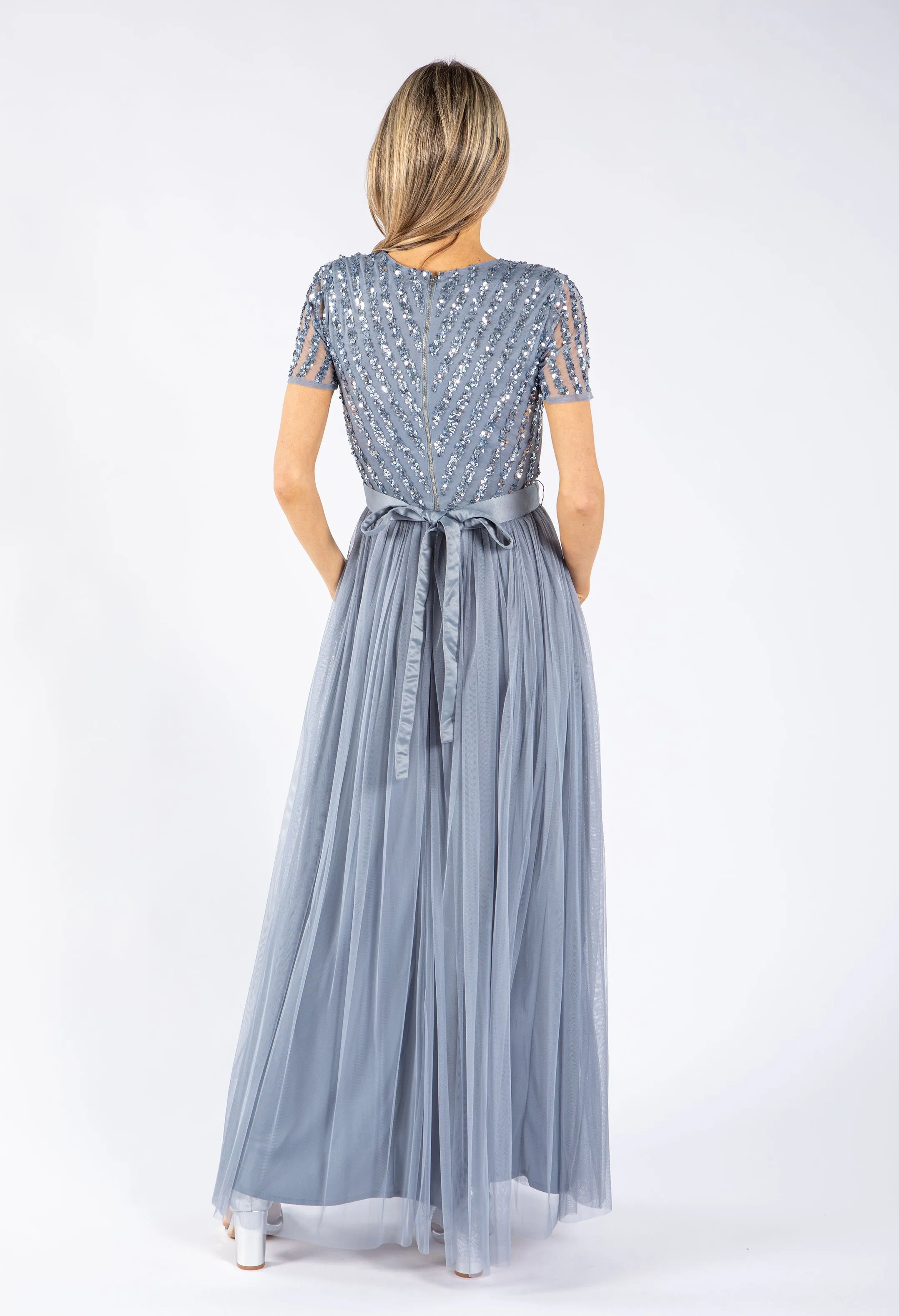 Maya Embellished Maxi Dress With Sash Belt