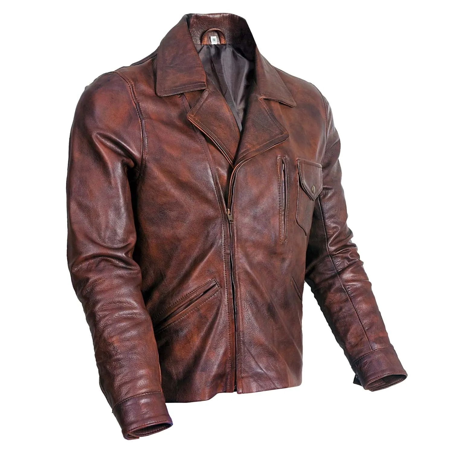 Men's Captain America Biker Brown Leather Jacket
