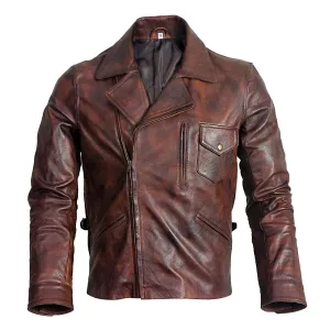 Men's Captain America Biker Brown Leather Jacket