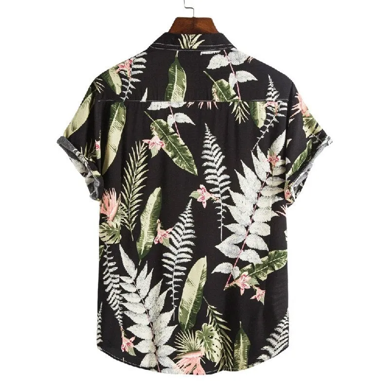 Mens Hawaiian Shirt Tropical Beach Floral Shirts Men Summer New Casual Button Down Short Sleeve Shirt Men Camisa Masculina