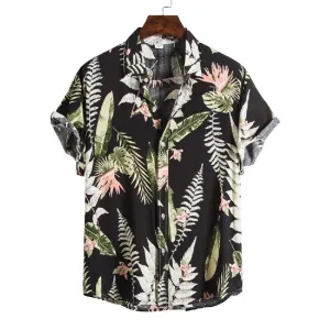 Mens Hawaiian Shirt Tropical Beach Floral Shirts Men Summer New Casual Button Down Short Sleeve Shirt Men Camisa Masculina