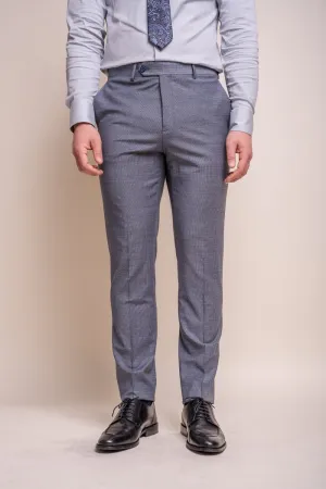 Men's Wool Blend Slim Fit Trousers- BOND - Puppytooth Grey