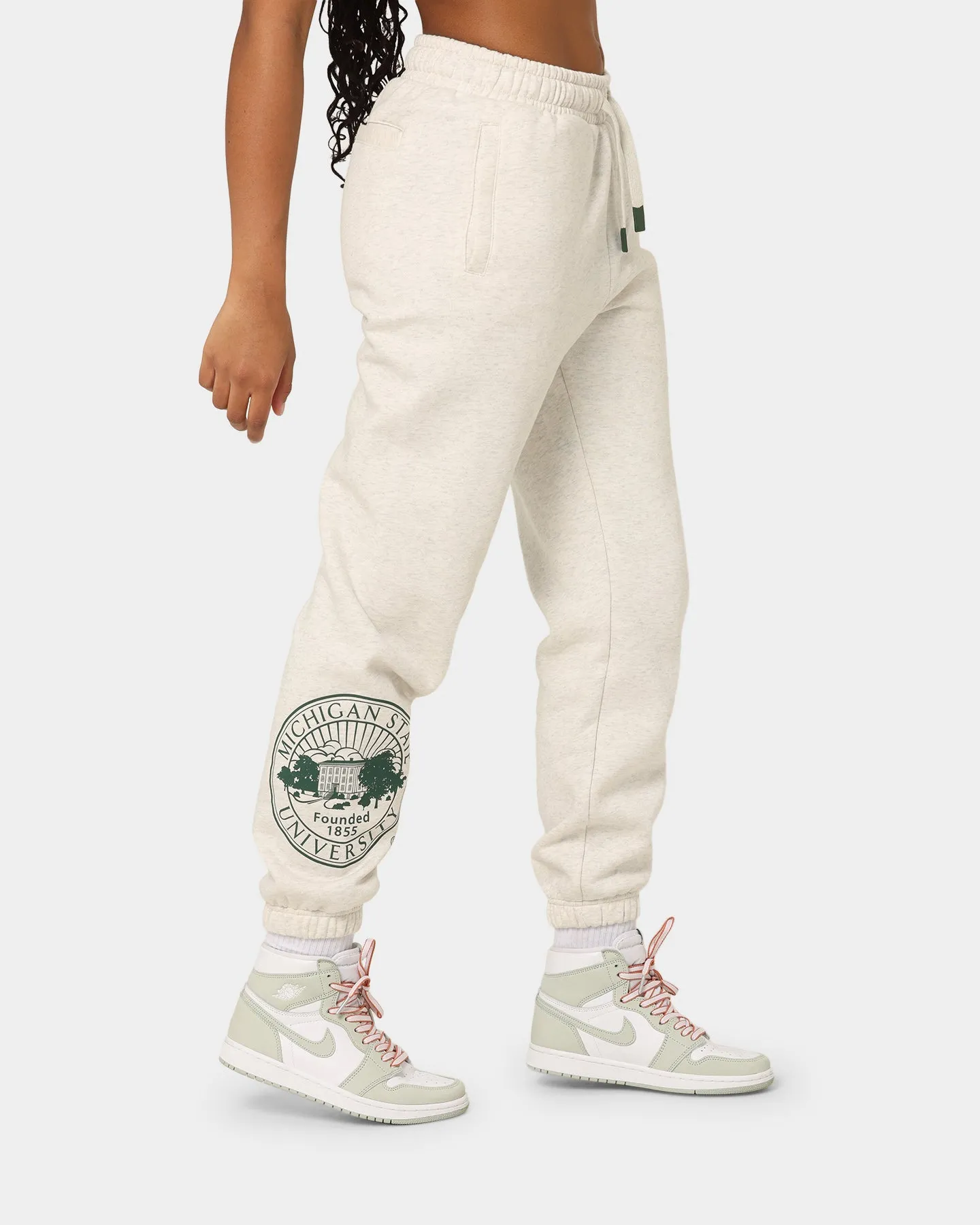 National Collegiate Athletic Association Michigan State University Spartans Women's W Letter Patch Tracksuits Silver Marl Bros