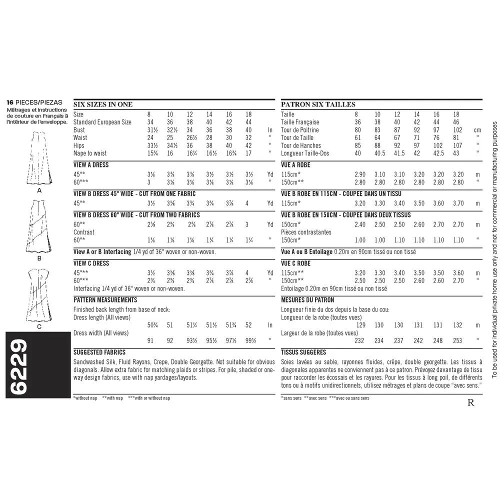 Newlook Pattern 6229 Misses Dresses