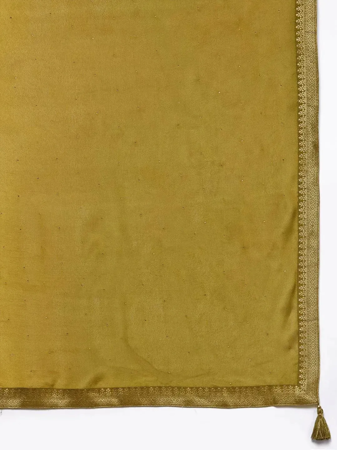 Olive Yoke Design Velvet Straight Kurta With Dupatta