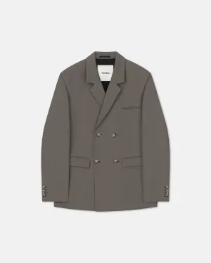 Renan - Double-Breasted Twill Blazer - Gull Grey