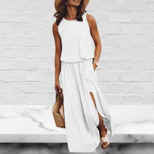 Round Neck Sleeveless Casual Maxi Dress