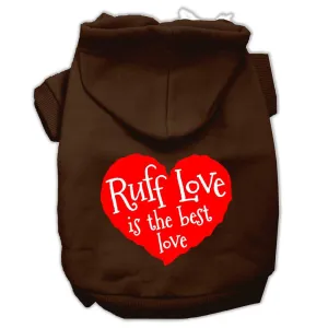 Ruff Love Screen Print Pet Hoodies Brown Size Lg (14)