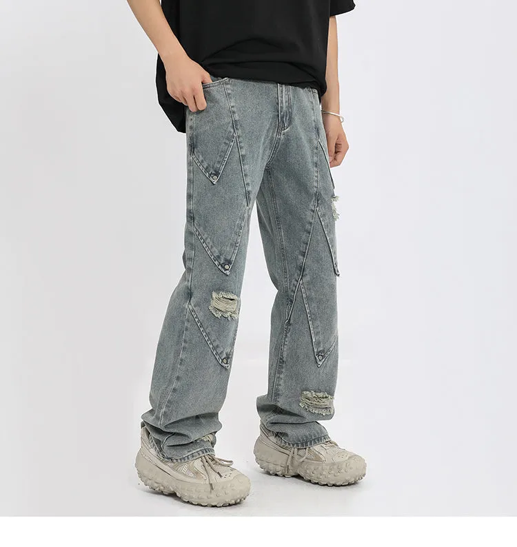 'Scale' Distressed Denim Jeans