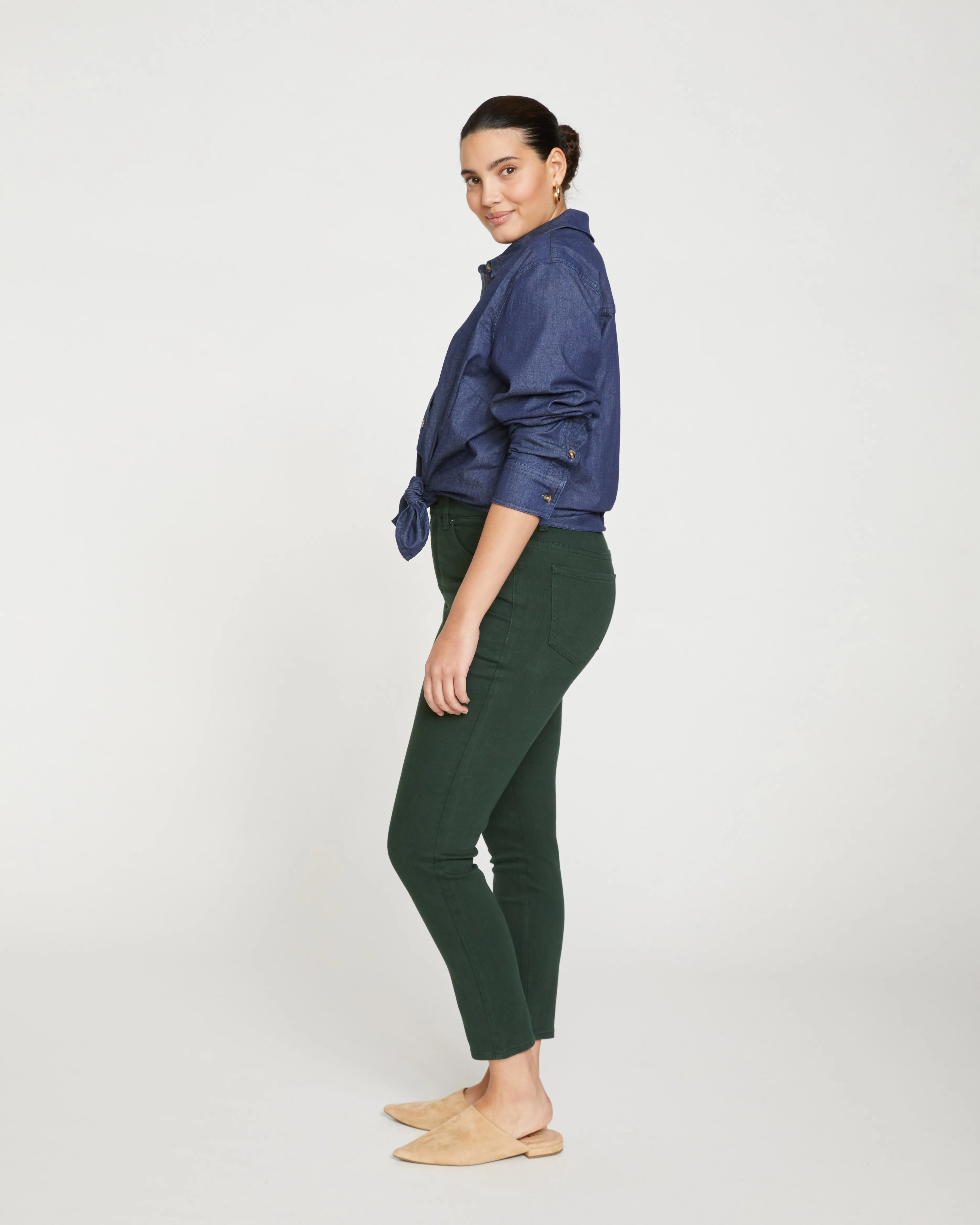 Seine High Rise Skinny Jeans 27 Inch - Forest Green