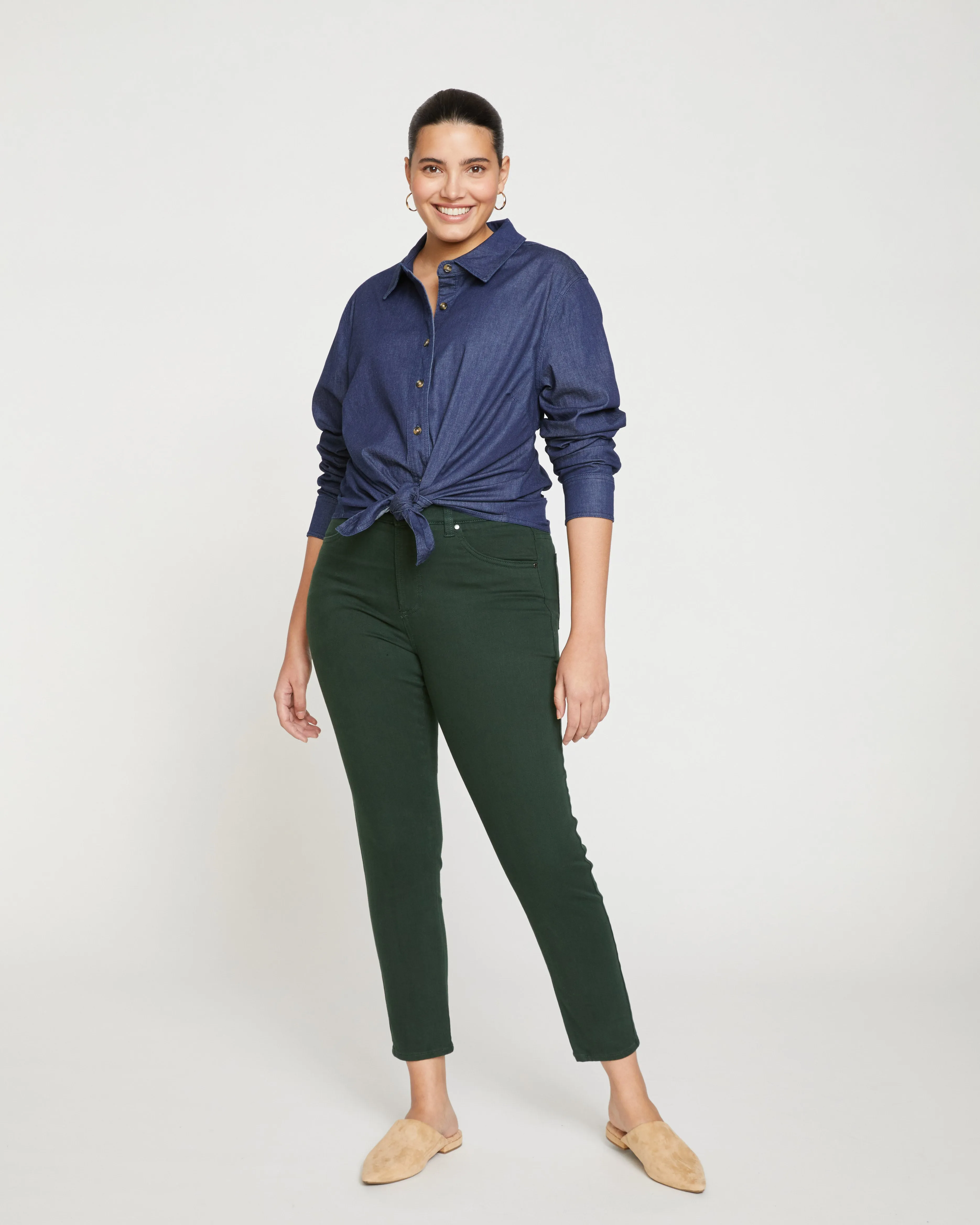 Seine High Rise Skinny Jeans 27 Inch - Forest Green