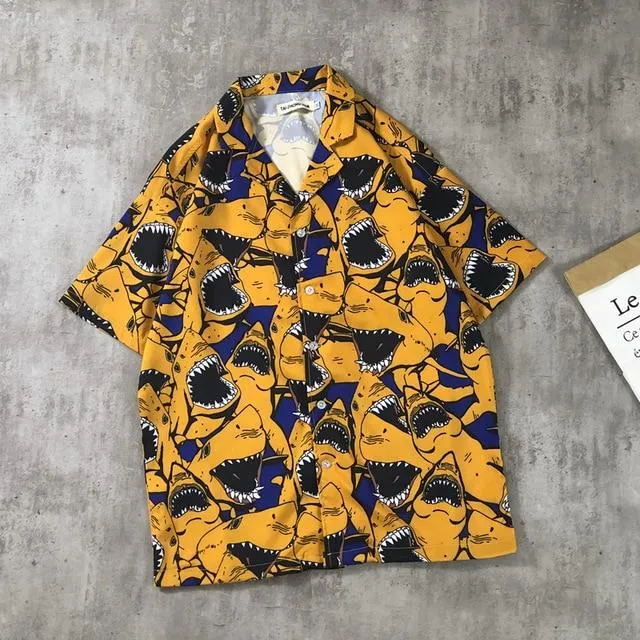 Shirt Men Street Hawaii Beach Women Fashion Short Sleeve Shirts Harujuku Mens