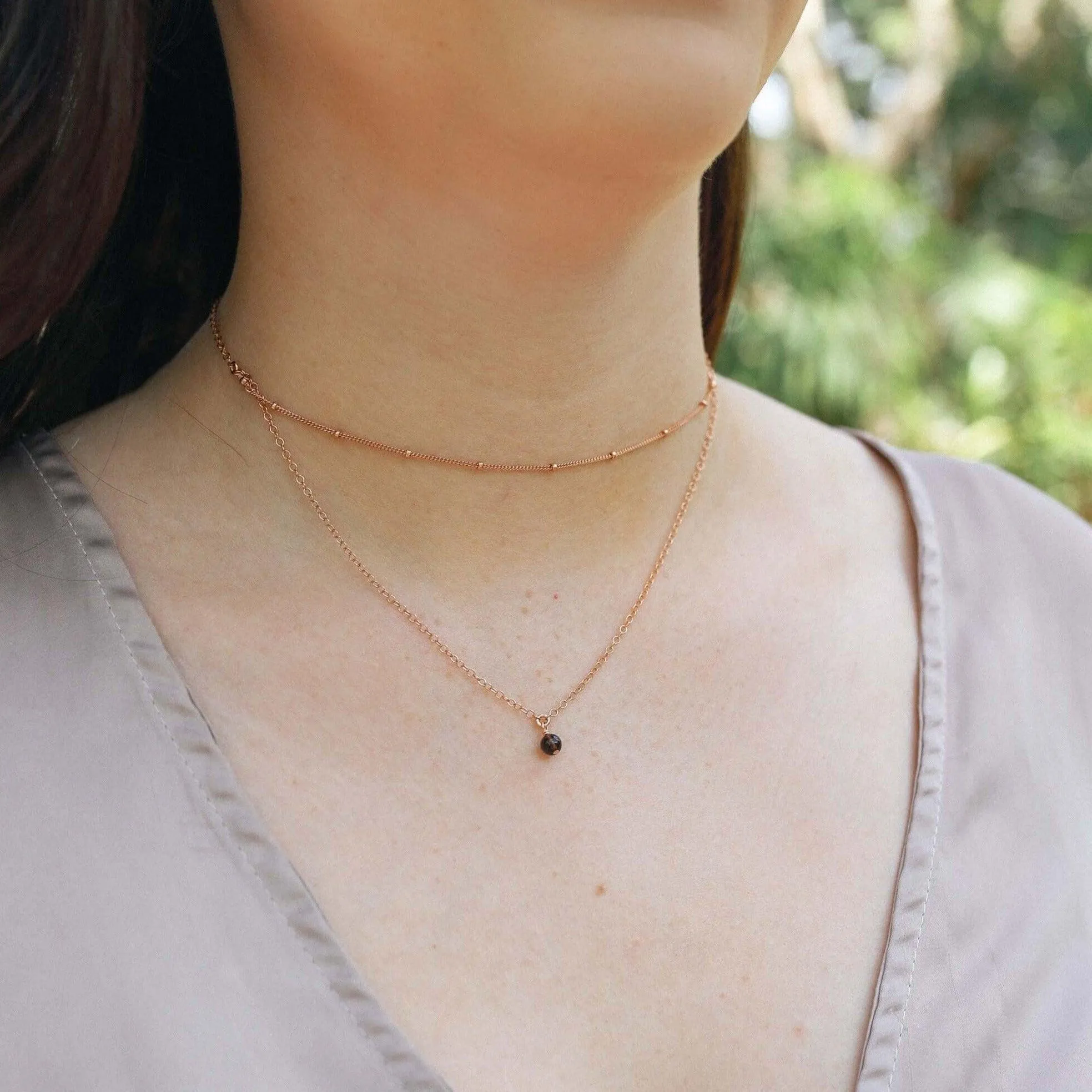 Smoky Quartz Gemstone Chain Layered Choker Necklace