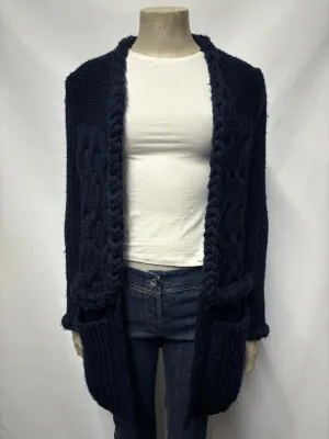 Sonia by Sonia Rykiel Navy Chunky Heavy Merino Wool Cardigan Medium