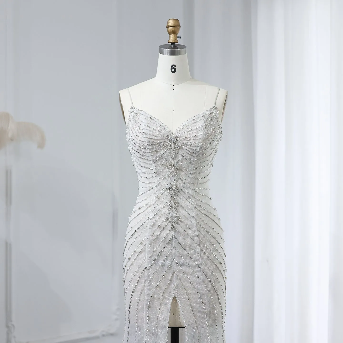 Sparkling Crystal Mermaid White Wedding Dress SS529