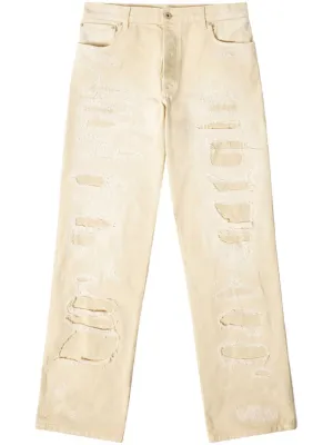 Straight-Leg Distressed-Finish Jeans