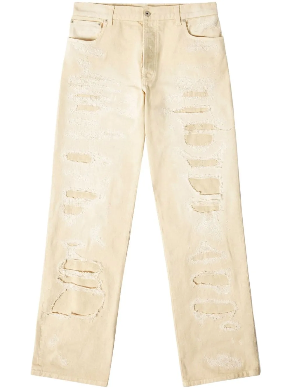 Straight-Leg Distressed-Finish Jeans
