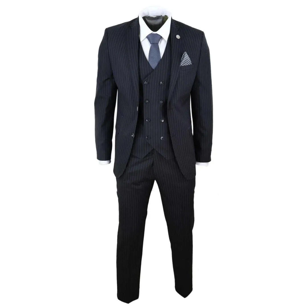 STZ42 - Men's 3 Piece Suit Gatsby 1920s Gangster Pinstripe