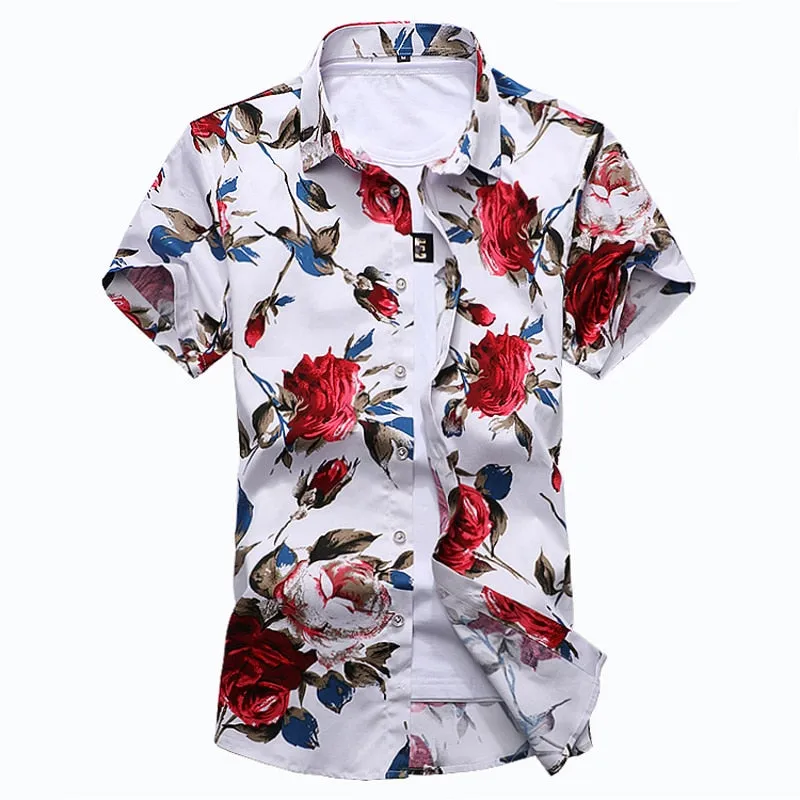 Summer Fashion Slim Fit Casual Flower Shirts