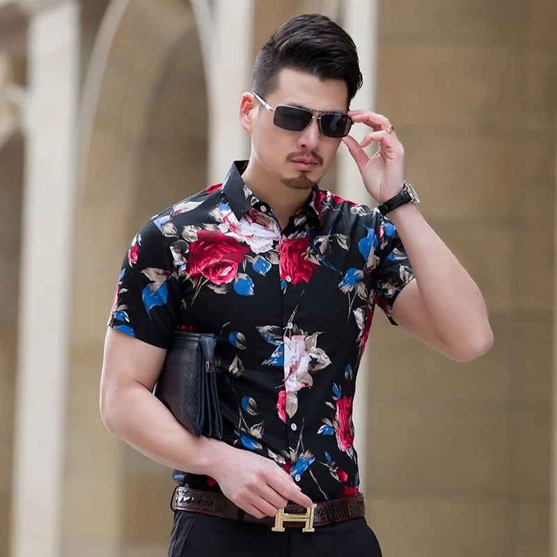 Summer Fashion Slim Fit Casual Flower Shirts