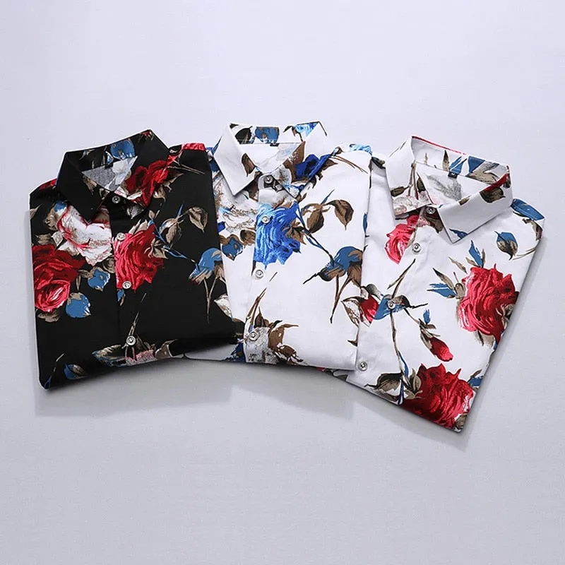 Summer Fashion Slim Fit Casual Flower Shirts