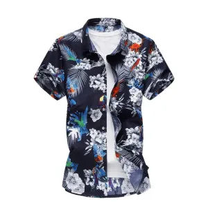 Summer Shirt Men Casual Short Sleeve Men's Floral Shirts Hawaii