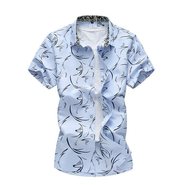 Summer Shirt Men Casual Short Sleeve Men's Floral Shirts Hawaii
