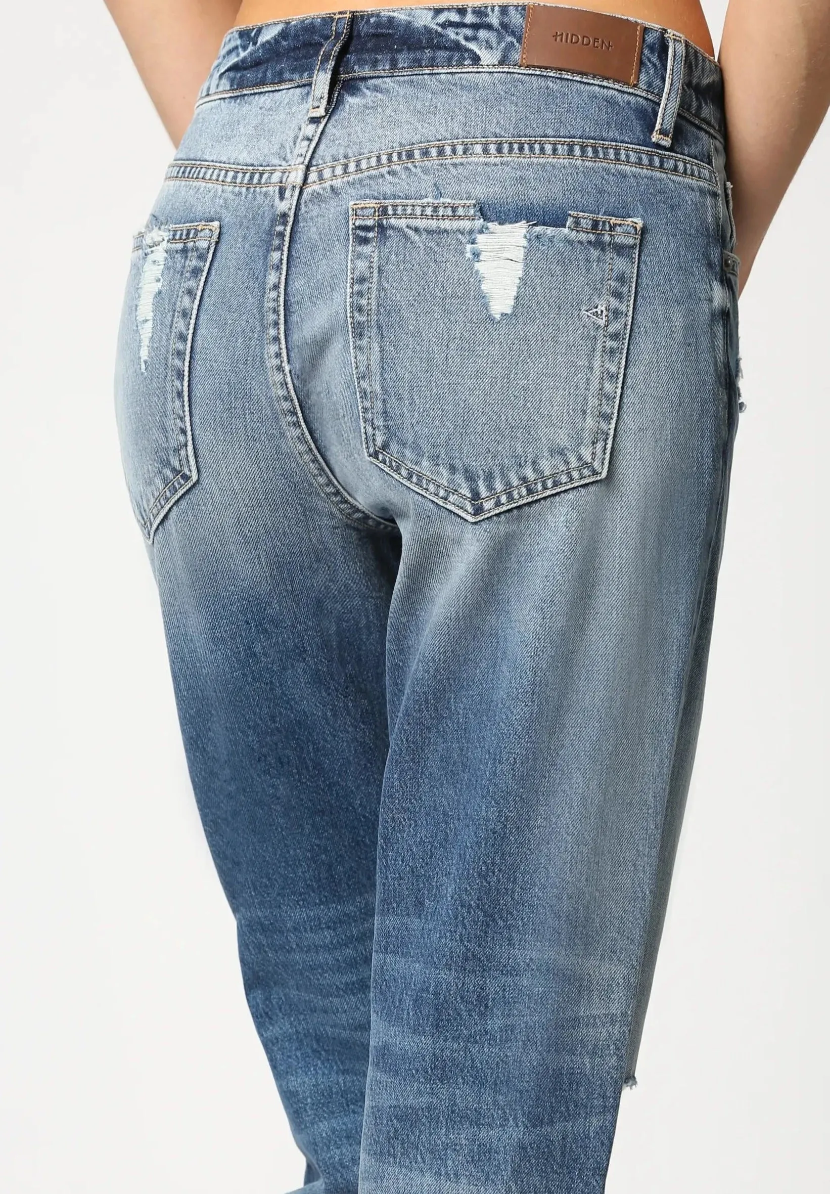 Tracey Distressed High Rise Straight Crop Jeans