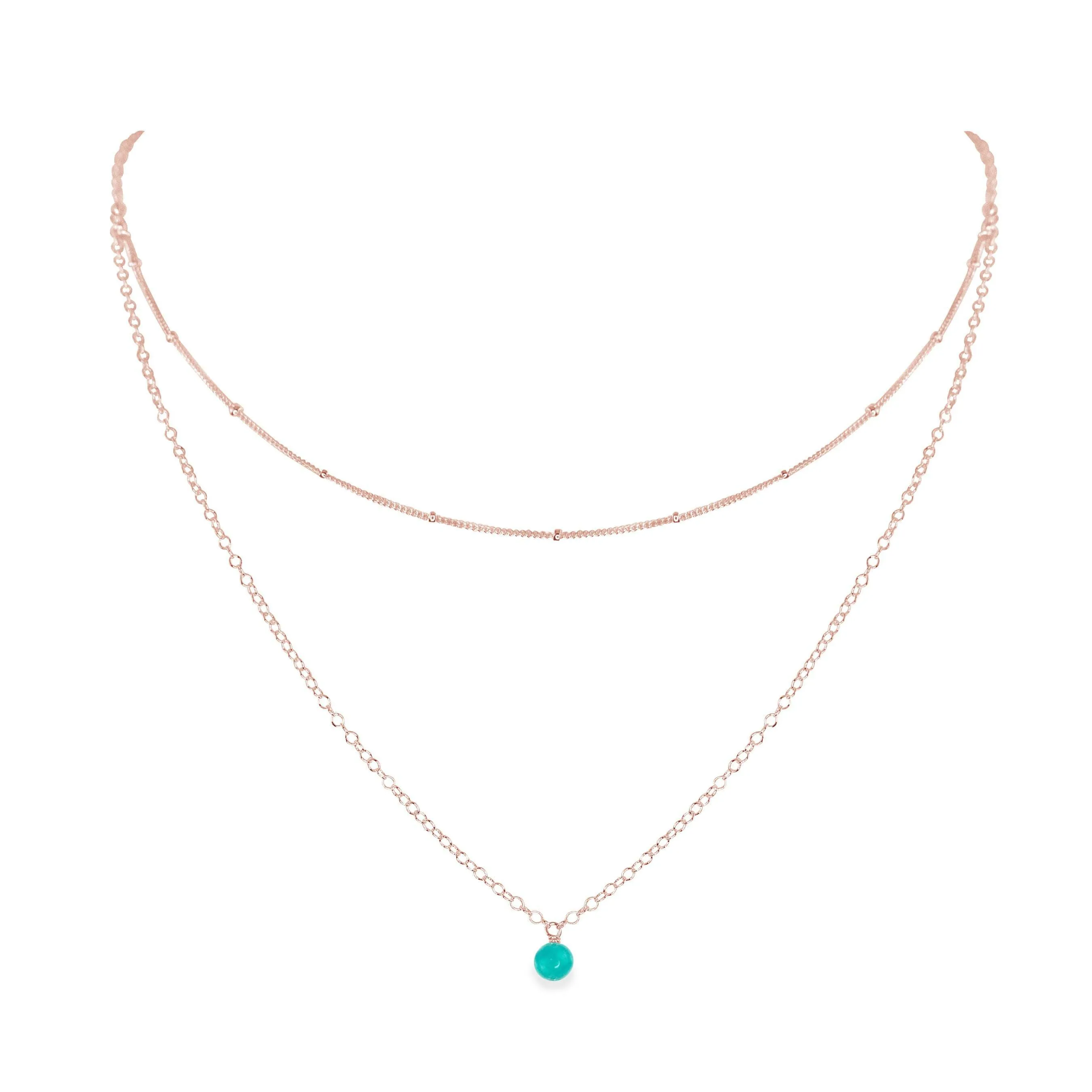 Turquoise Gemstone Chain Layered Choker Necklace