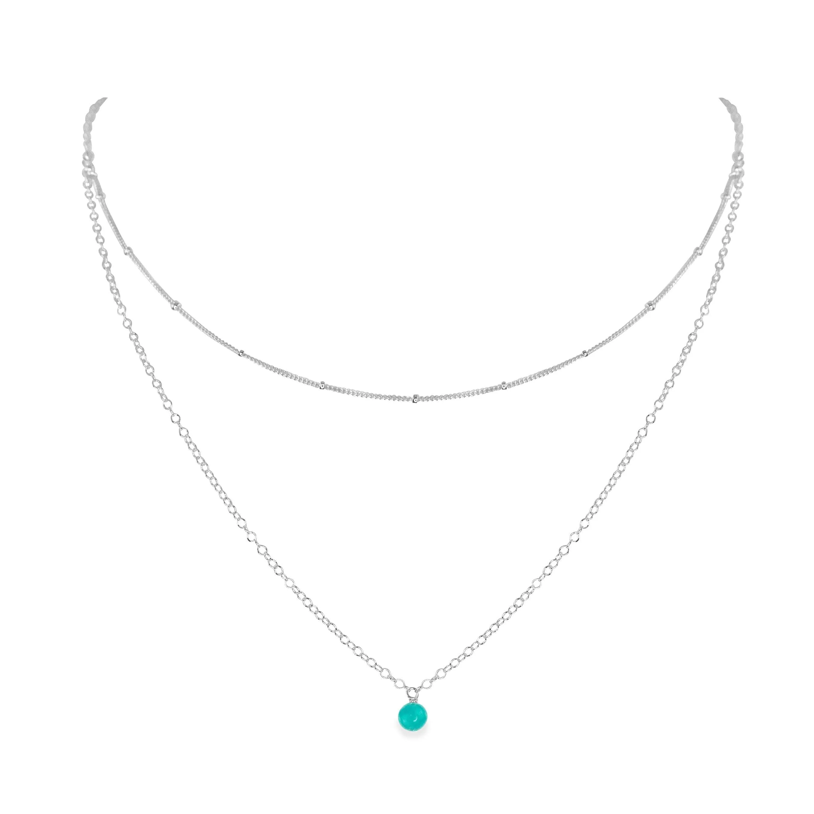 Turquoise Gemstone Chain Layered Choker Necklace