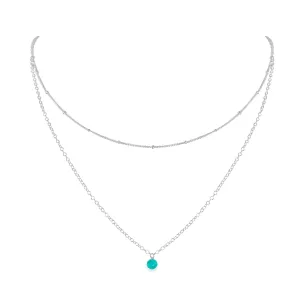Turquoise Gemstone Chain Layered Choker Necklace