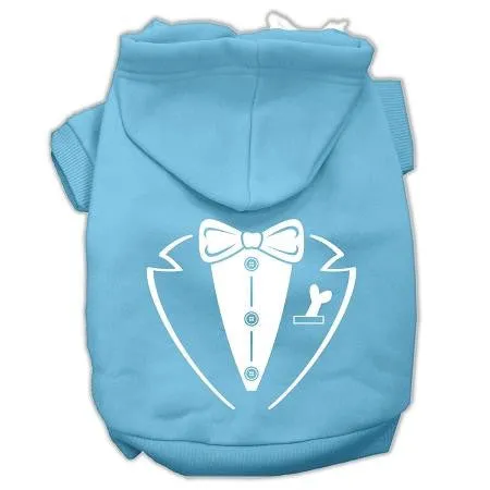 Tuxedo Screen Print Pet Hoodies Baby Blue Size Sm (10)