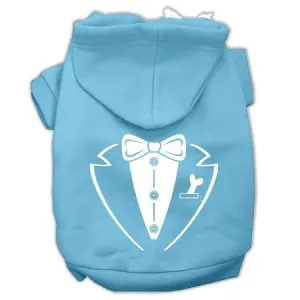 Tuxedo Screen Print Pet Hoodies Baby Blue Size Sm (10)
