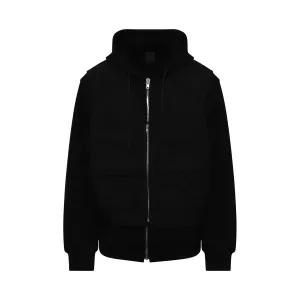 Undetachable Vest Hooded Jacket in Black