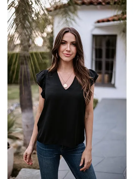 V-Neck Ruffle Blouse| Guadalupe and Onyx