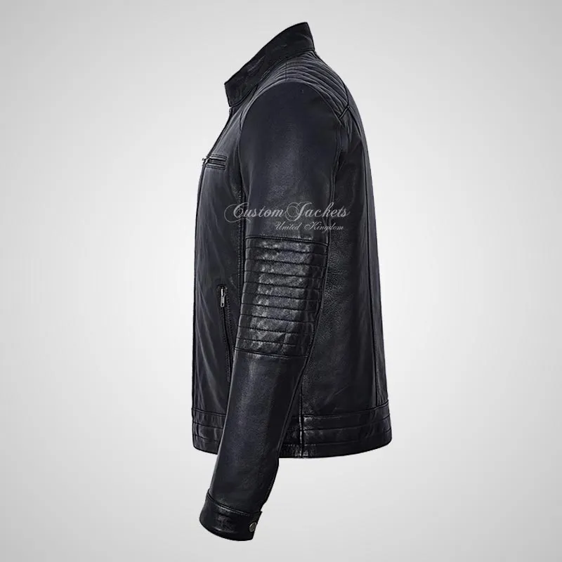 VIBE Mens Fashion Biker Jacket Soft Leather Moto Jacket
