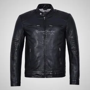 VIBE Mens Fashion Biker Jacket Soft Leather Moto Jacket