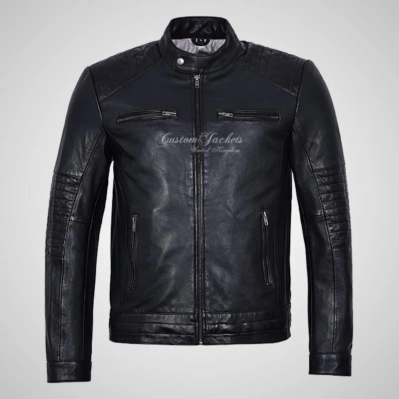 VIBE Mens Fashion Biker Jacket Soft Leather Moto Jacket