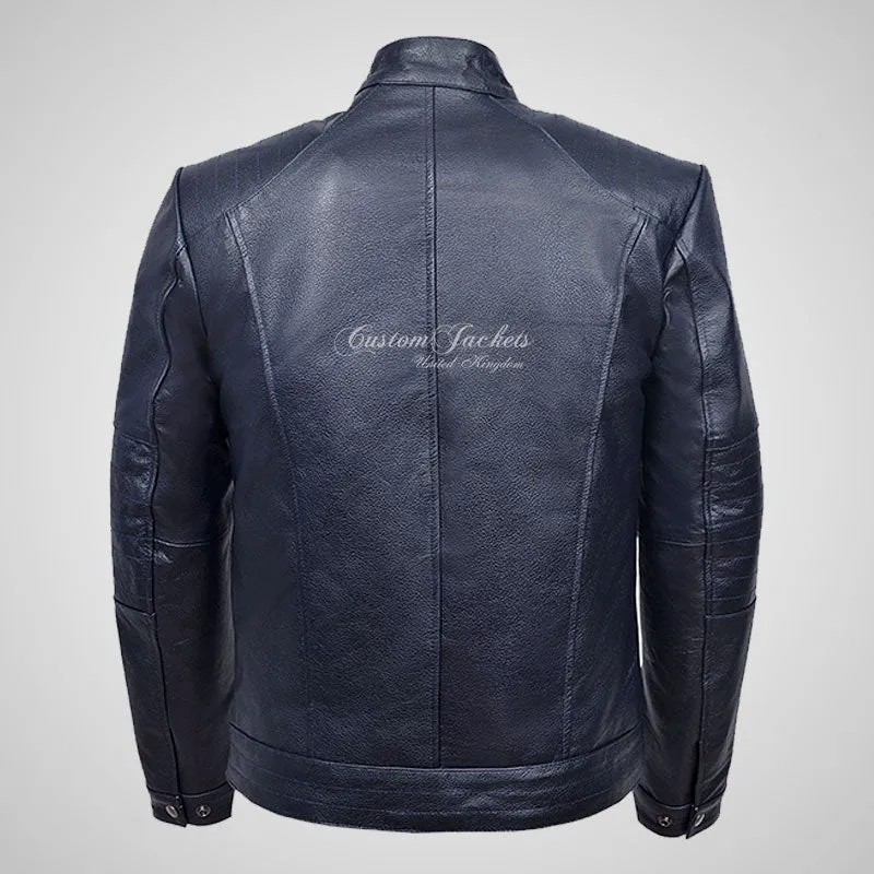 VIBE Mens Leather Biker Jacket Thick Cow Leather Moto Jacket