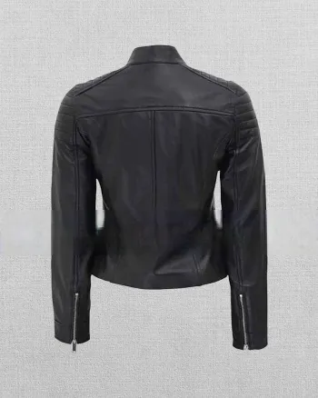Women's Black Slim Fit Cafe Racer Leather Jacket
